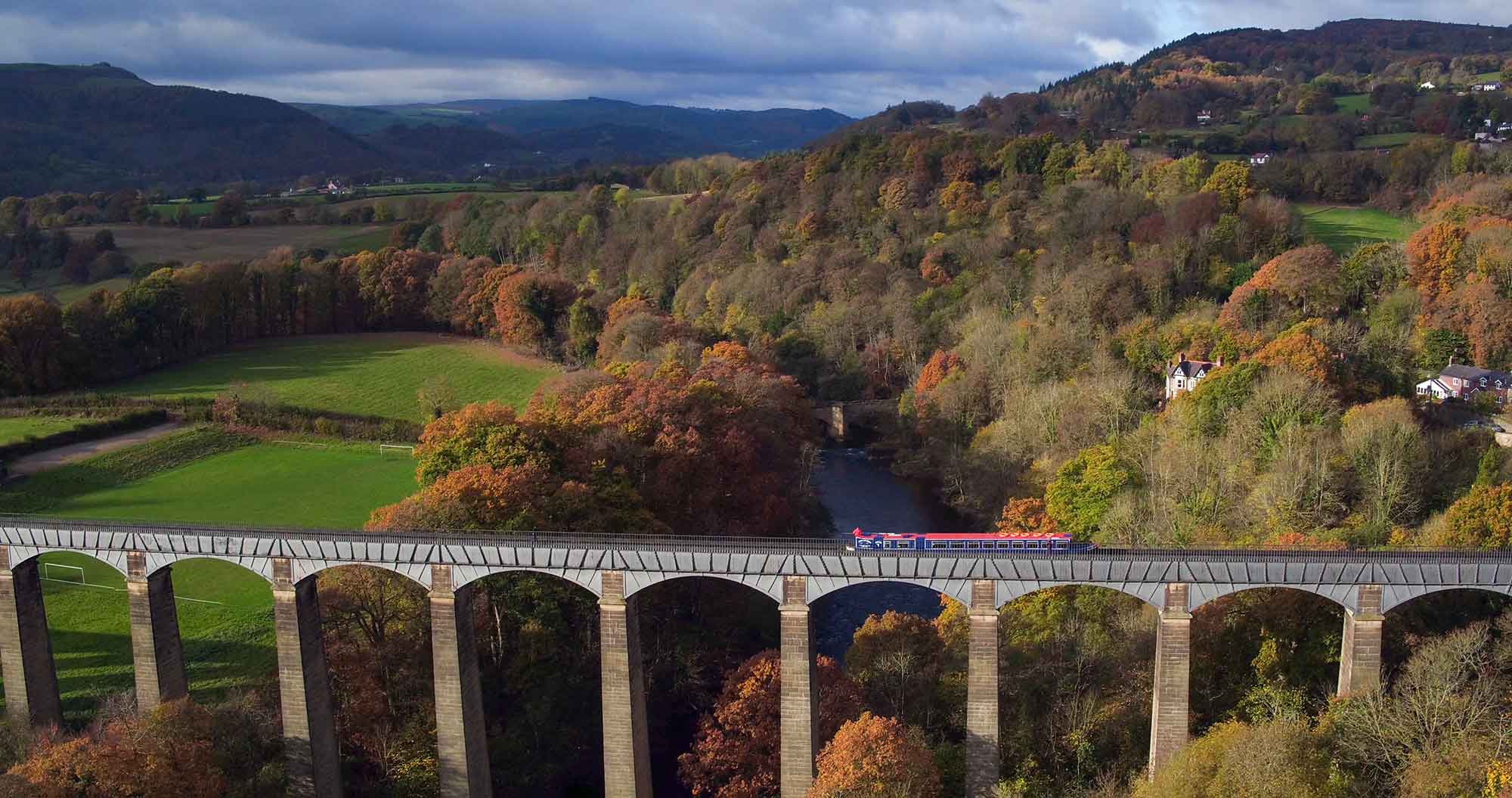 Boat across Pontcysyllte Aqueduct