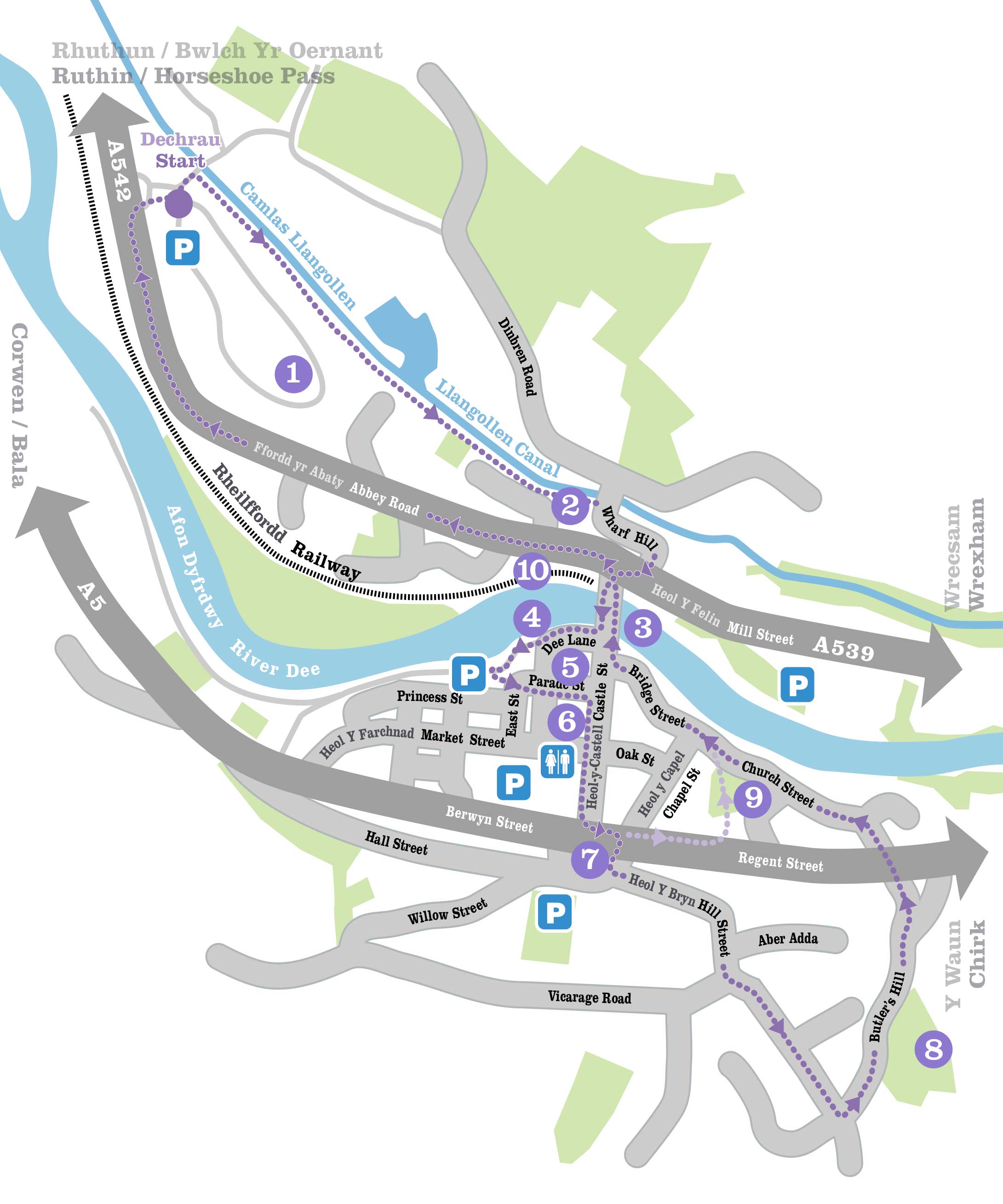 Llangollen Town Trail Map